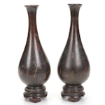 Chinese Bronze Vases with Rural Life Motif