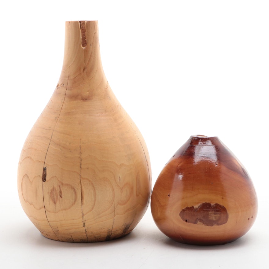 Artisan Made Turned Wood Bud Vases
