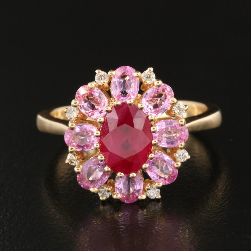 EFFY 14K 1.82 CT Ruby and Sapphire Ring