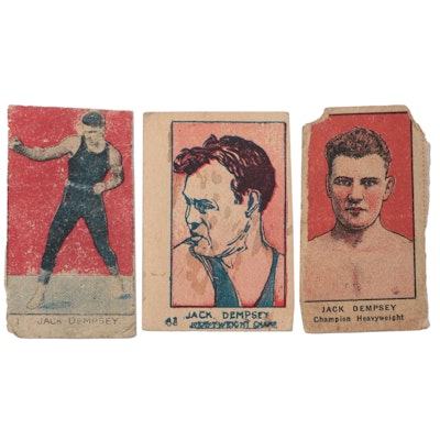 Jack Dempsey W Series Hand Cut Strip Cards, 1920s