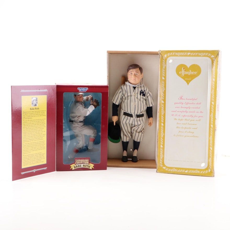 Starting Lineup Cooperstown Collection and Effanbee Babe Ruth Figurines
