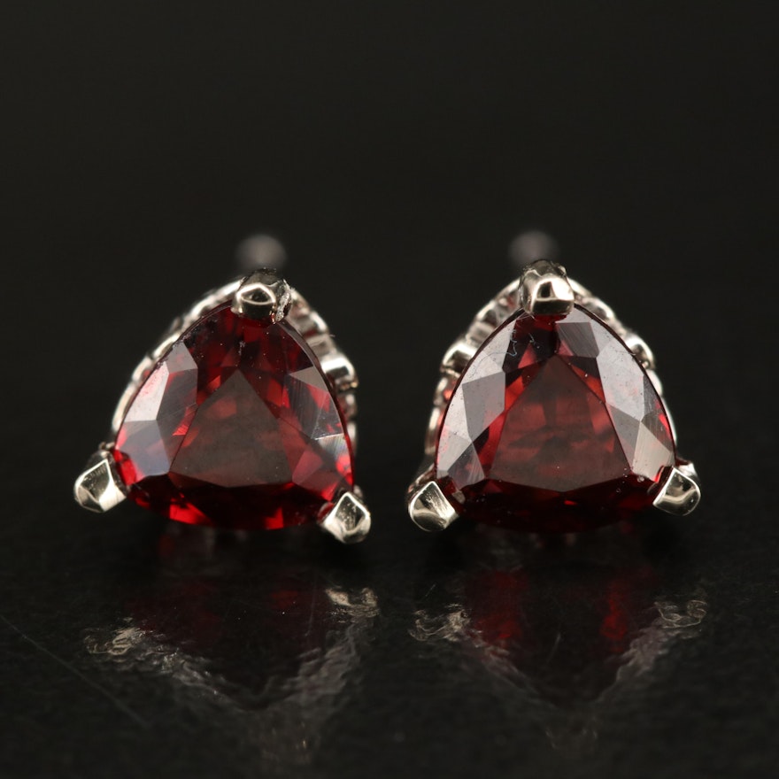 14K Garnet Solitaire Stud Earrings with GIA Report