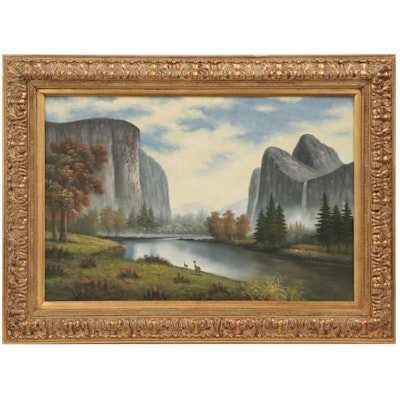 Wilderness Landscape Oil Painting of Yosemite Valley