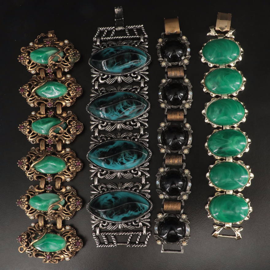 Vintage Panel Bracelets Featuring Coro