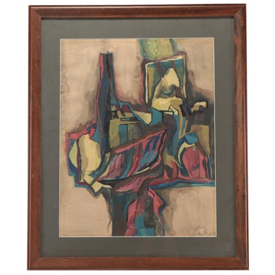 Abstract Watercolor Painting, Mid to Late 20th Century