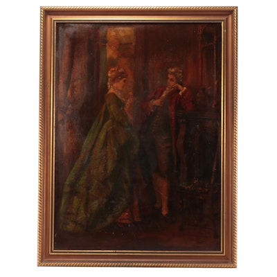 Genre Oil Painting of Couple, Late 19th Century