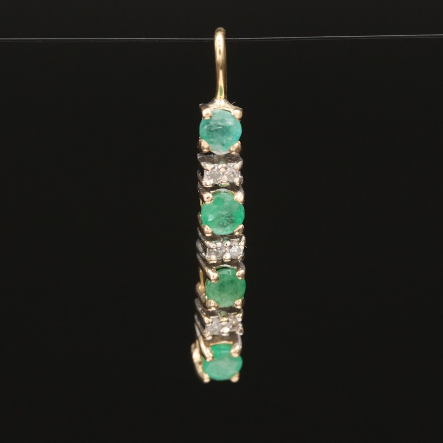 14K Emerald and Diamond Drop Pendant
