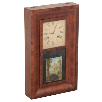 Waterbury Rosewood-Veneered and Reverse-Painted Glass Ogee Wall Clock
