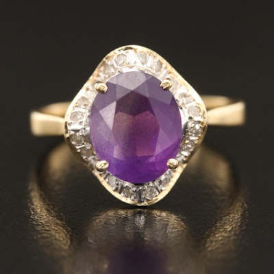 14K Amethyst and Diamond Wave Ring