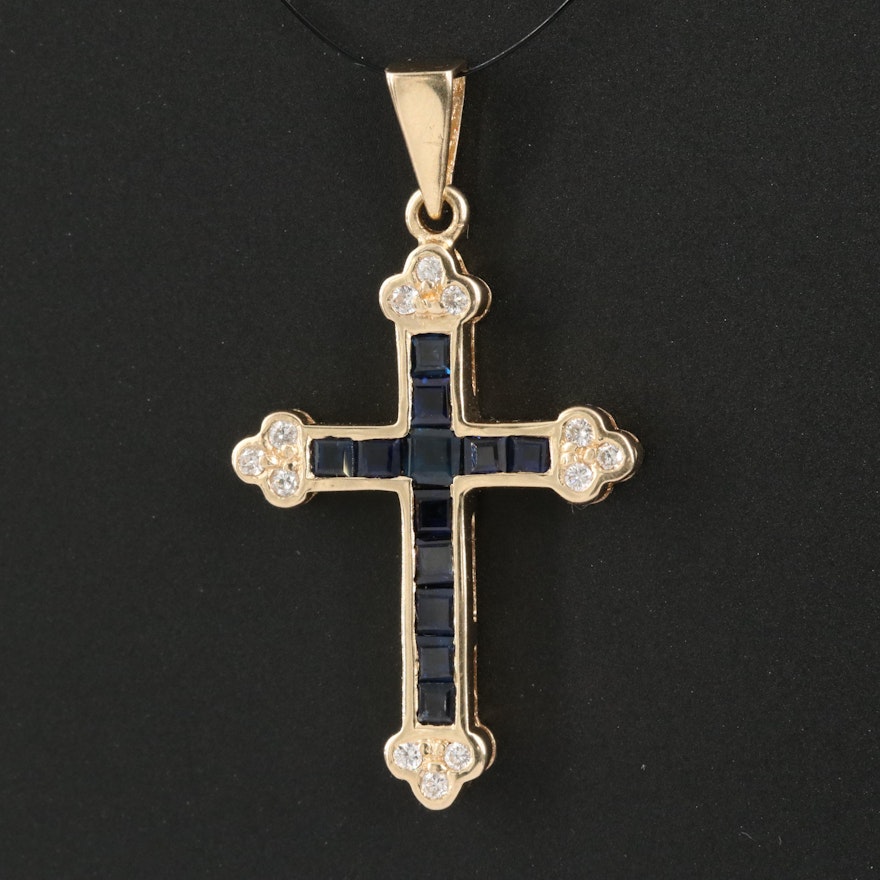 14K Sapphire and Diamond Apostles Cross