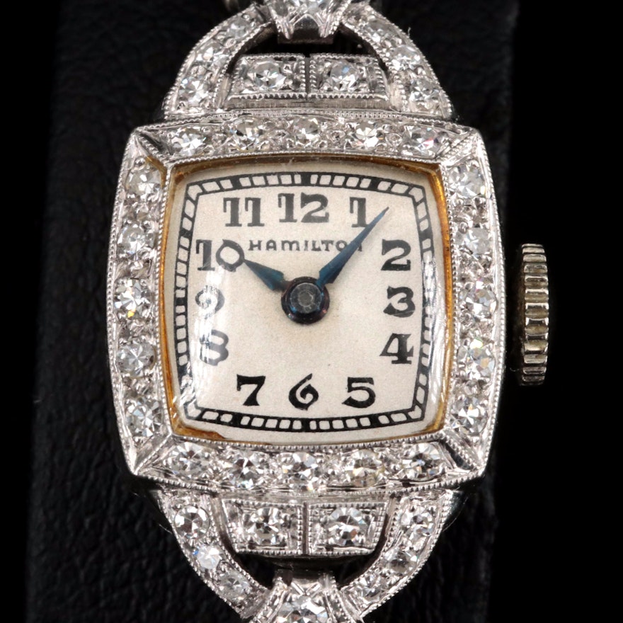 Platinum Hamilton Diamond Wristwatch