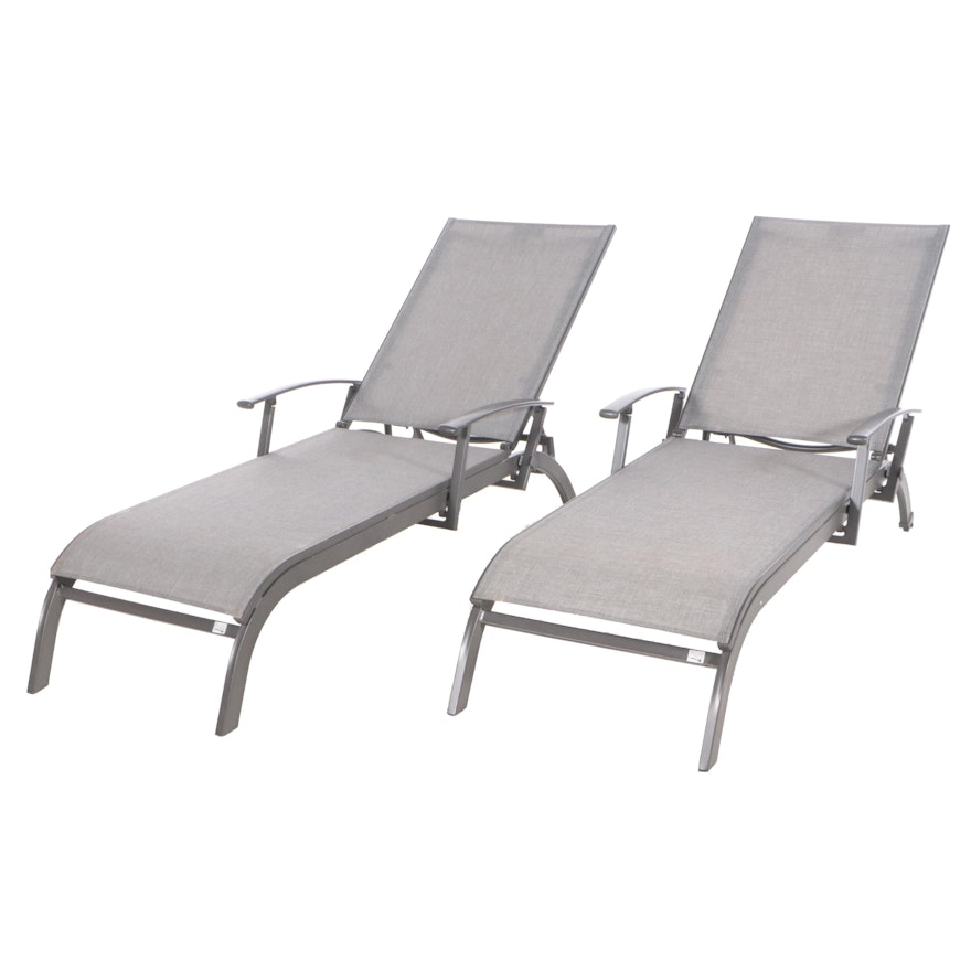 Pair of Agio Metal Stackable Outdoor Chaise Lounges