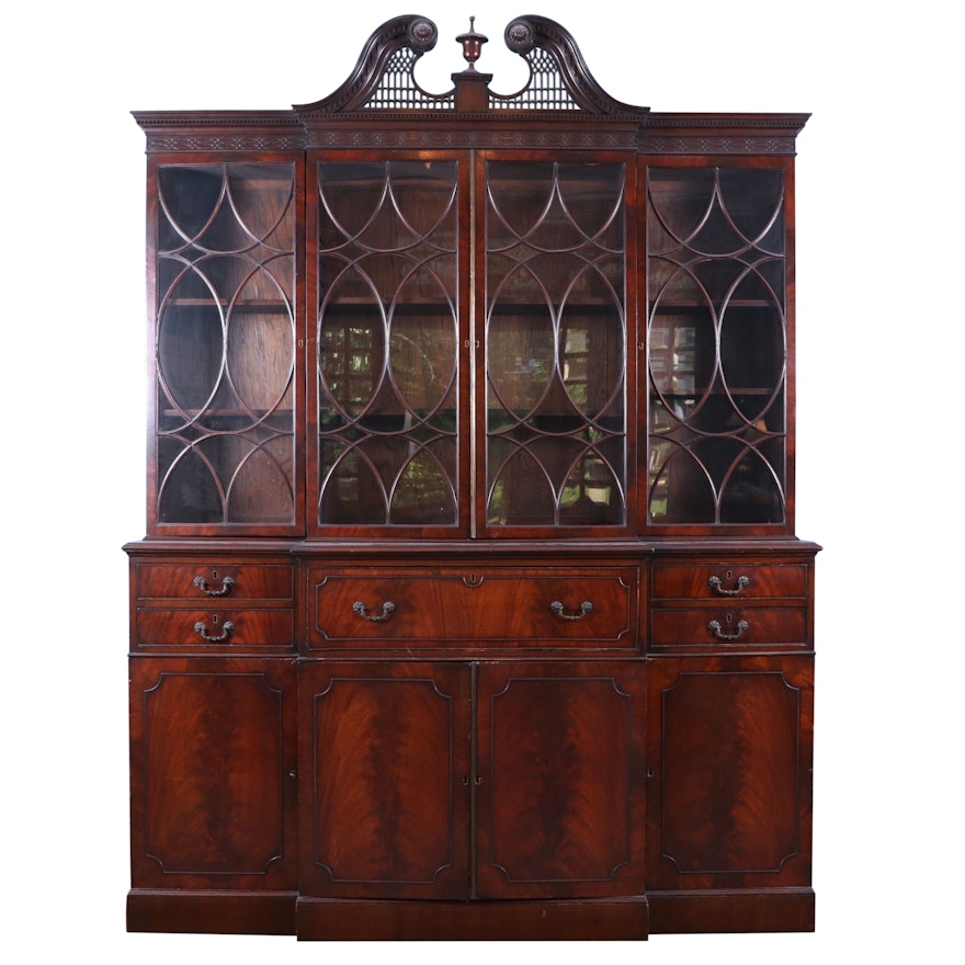 Federal Style Mahogany Breakfront China Cabinet, Late 19th Century