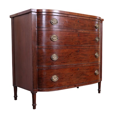 Federal Mahogany Bowfront Chest of Drawers, Early 19th Century