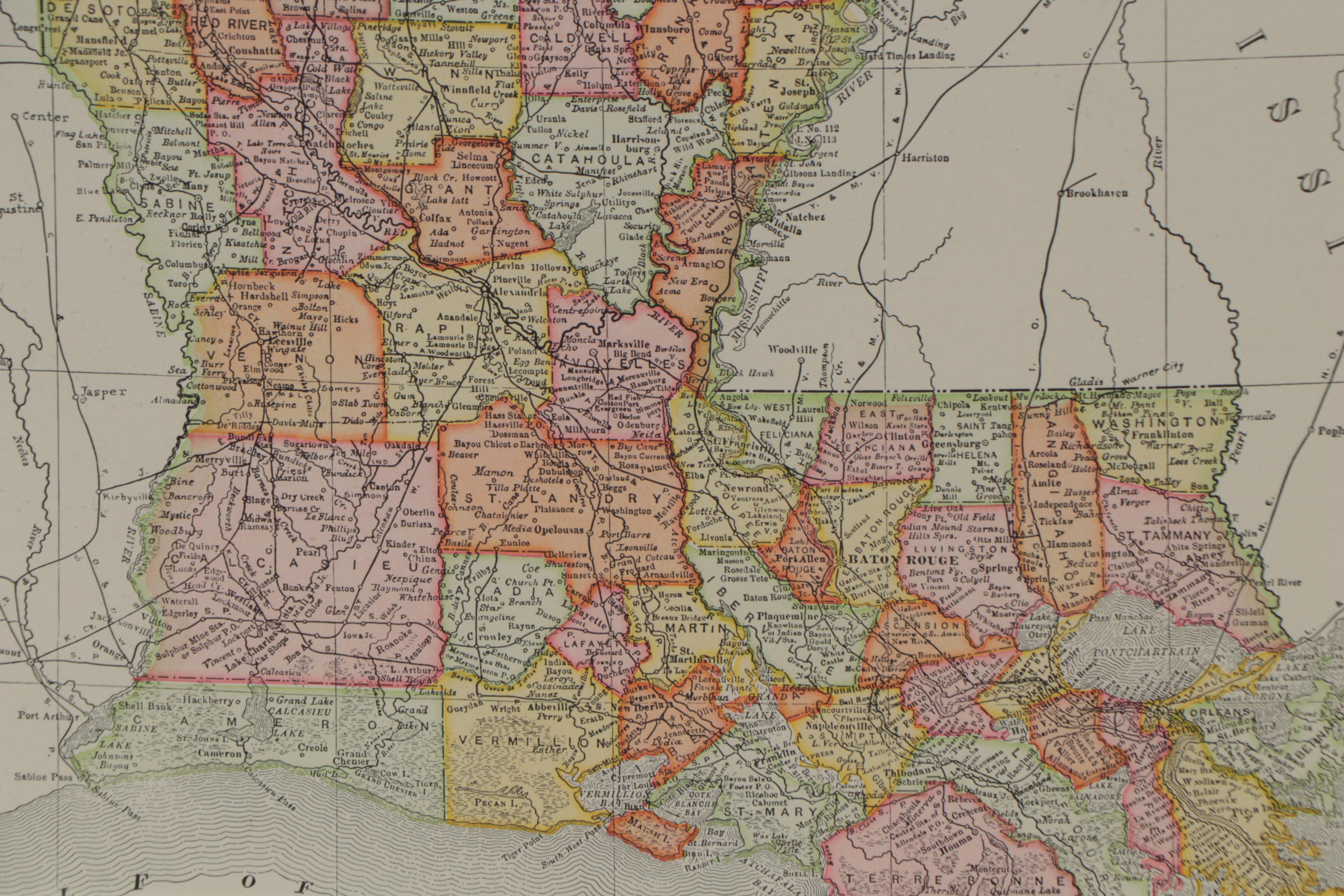 Rand, McNally & Company County Map of Louisiana EBTH