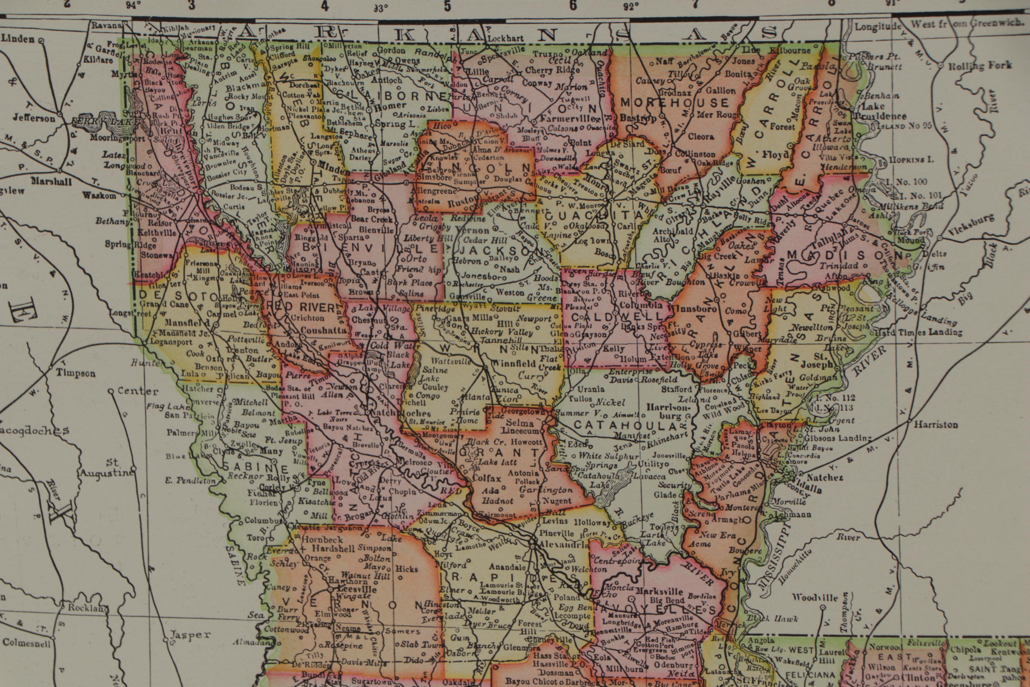 Rand, McNally & Company County Map of Louisiana EBTH