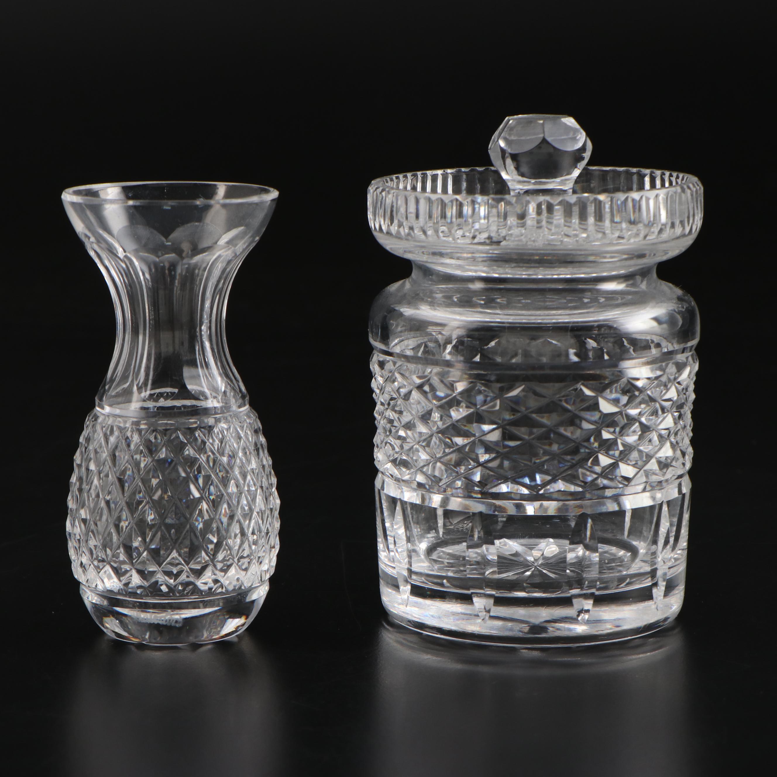 Waterford Crystal "Colleen" Vase and Lidded Honey Jar EBTH