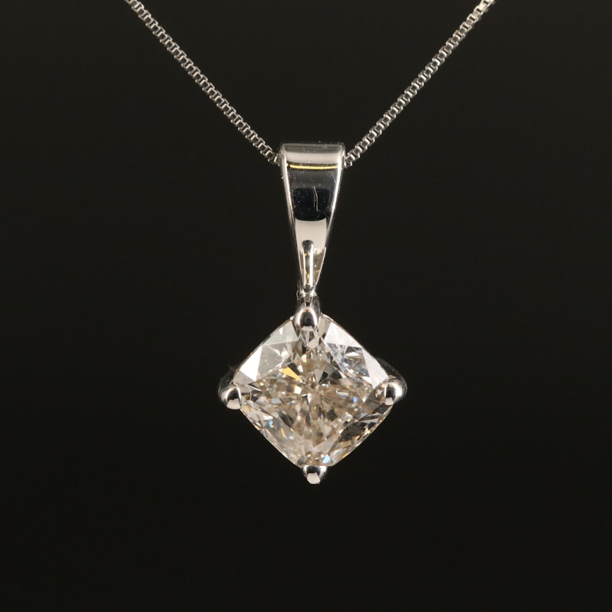 14K 1.01 CT Lab Grown Diamond Solitaire Pendant Necklace