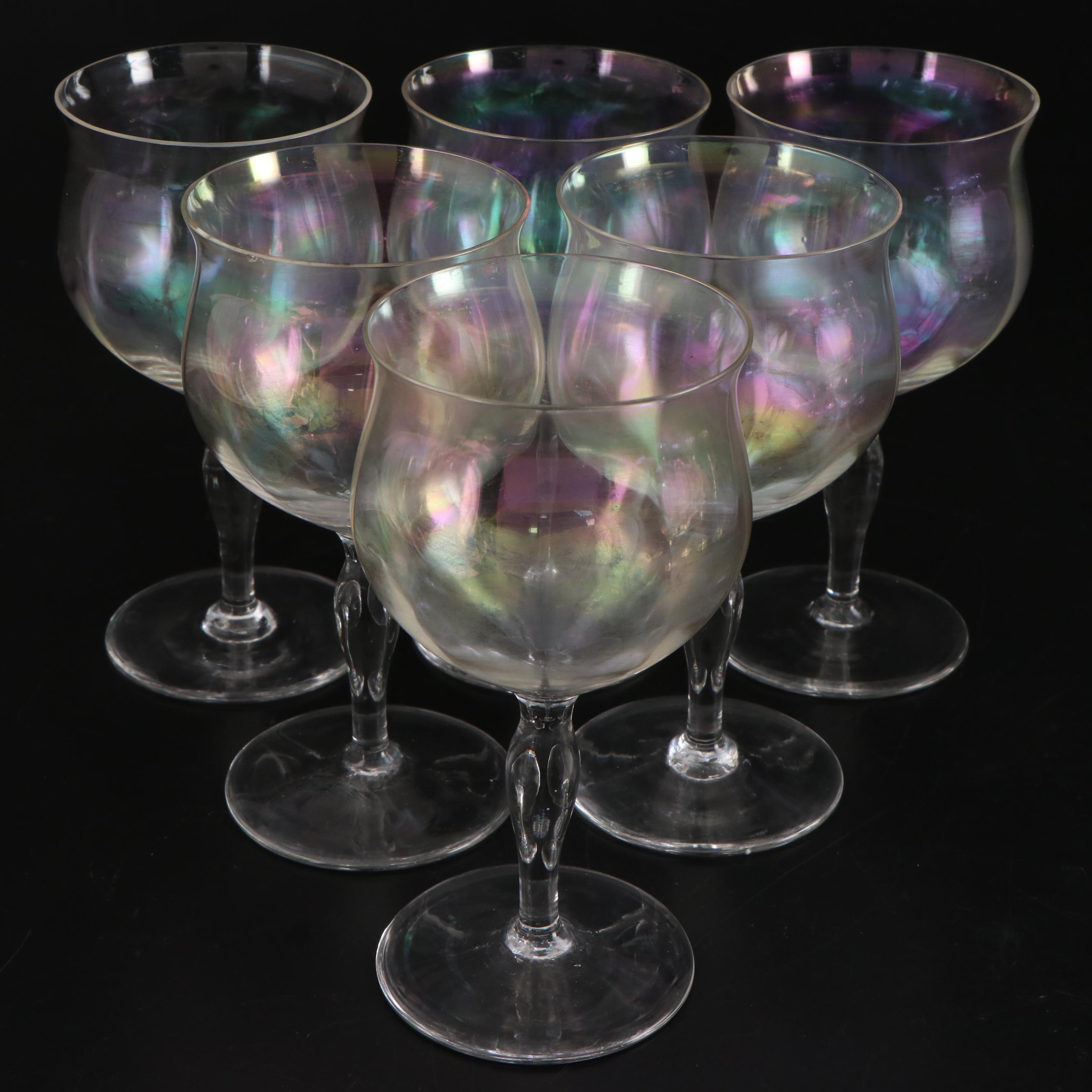 Mikasa "Stephanie" Iridescent Glass Champagne Coupes and Bryce Water