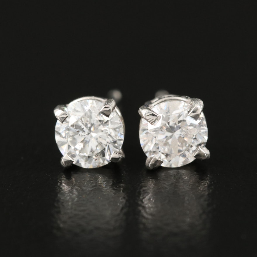 Platinum 0.92 CTW Diamond Stud Earrings