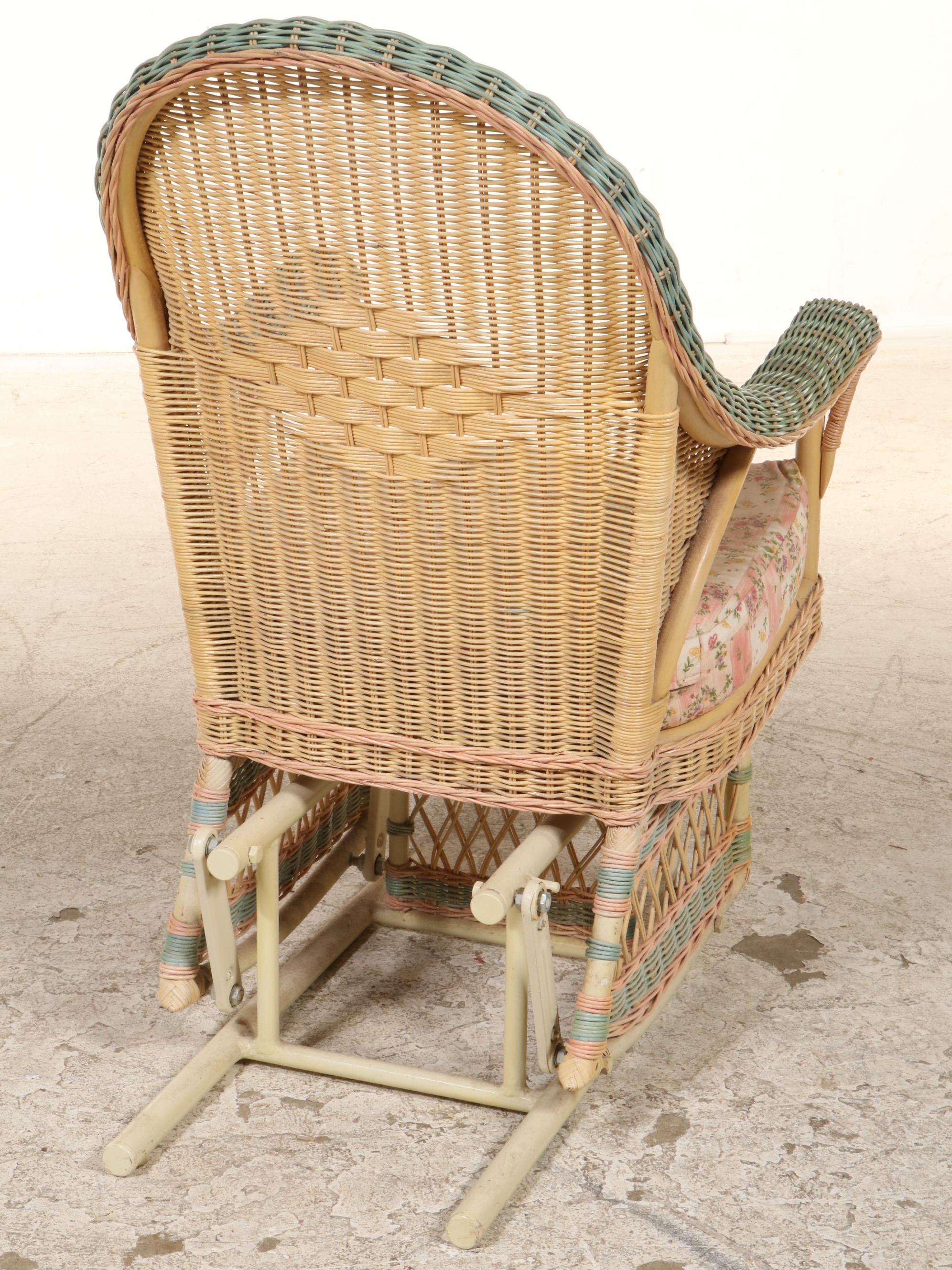 Veranda Gliders "Rosa" Wicker, Rattan, and Tubular Metal GliderRocker