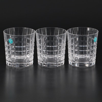 Tiffany & Co. "Plaid" Crystal Double Old Fashioned Glasses