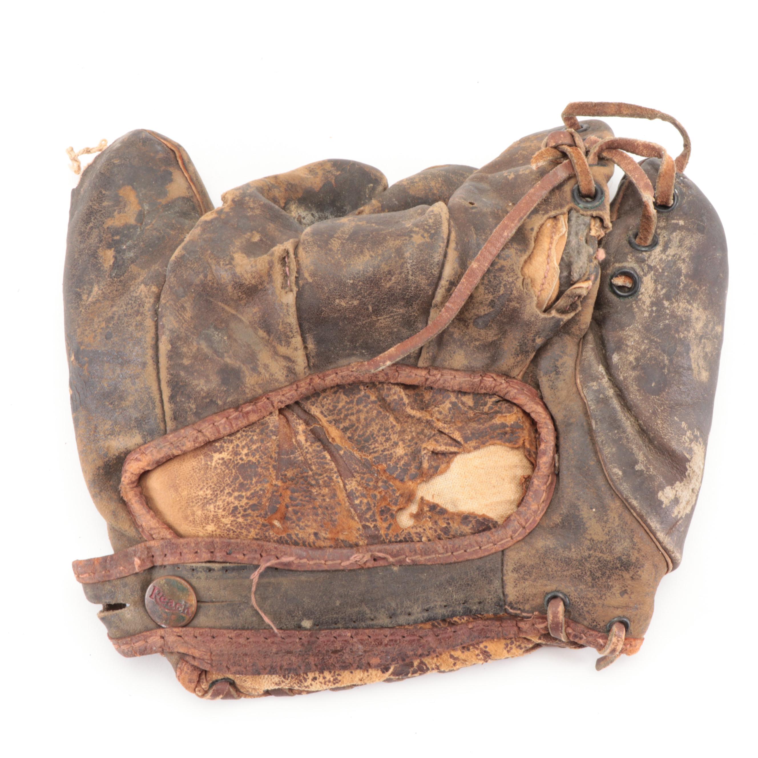 Reach Fielding Baseball Glove, 1920s with Vintage Wilson and Spalding
