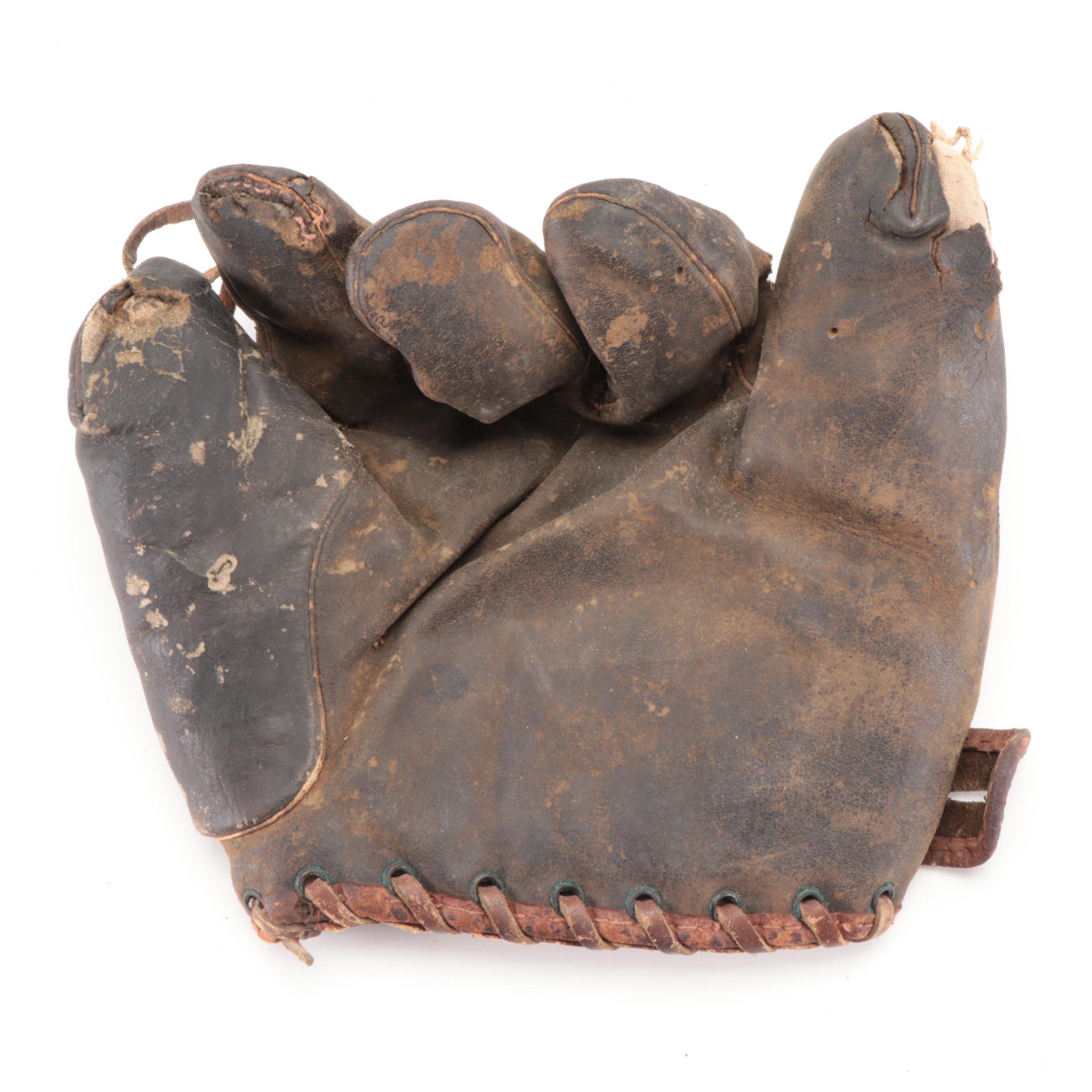 Reach Fielding Baseball Glove, 1920s with Vintage Wilson and Spalding