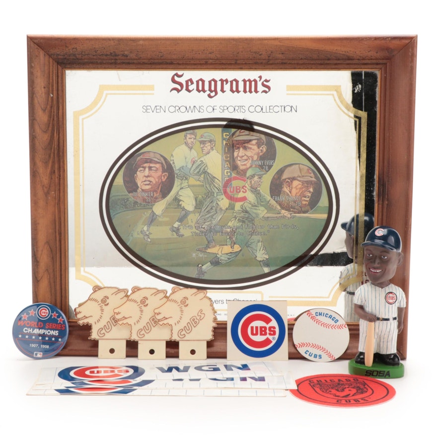 Chicago Cubs Seagram's Bar Mirror, Sammy Sosa Bobblehead and More