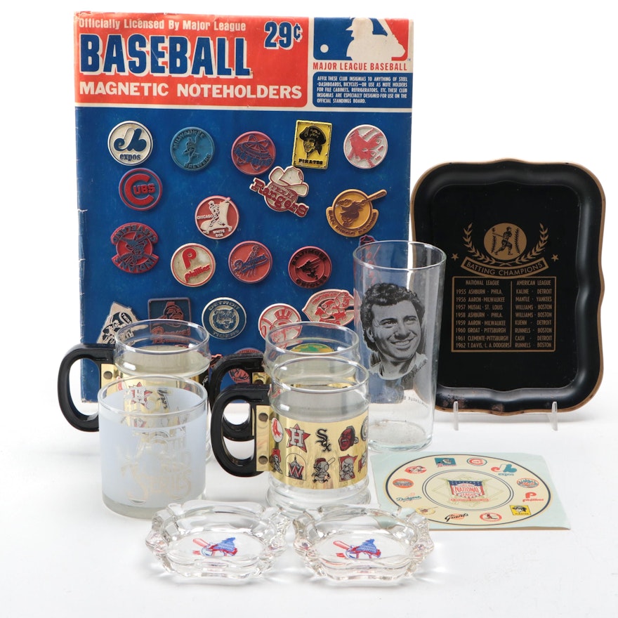MLB Baseball Themed Batting Champions Tray, Glass Mugs, Ashtrays and More