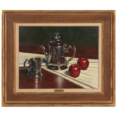 Gregory Hull Still Life Oil Painting, Late 20th Century
