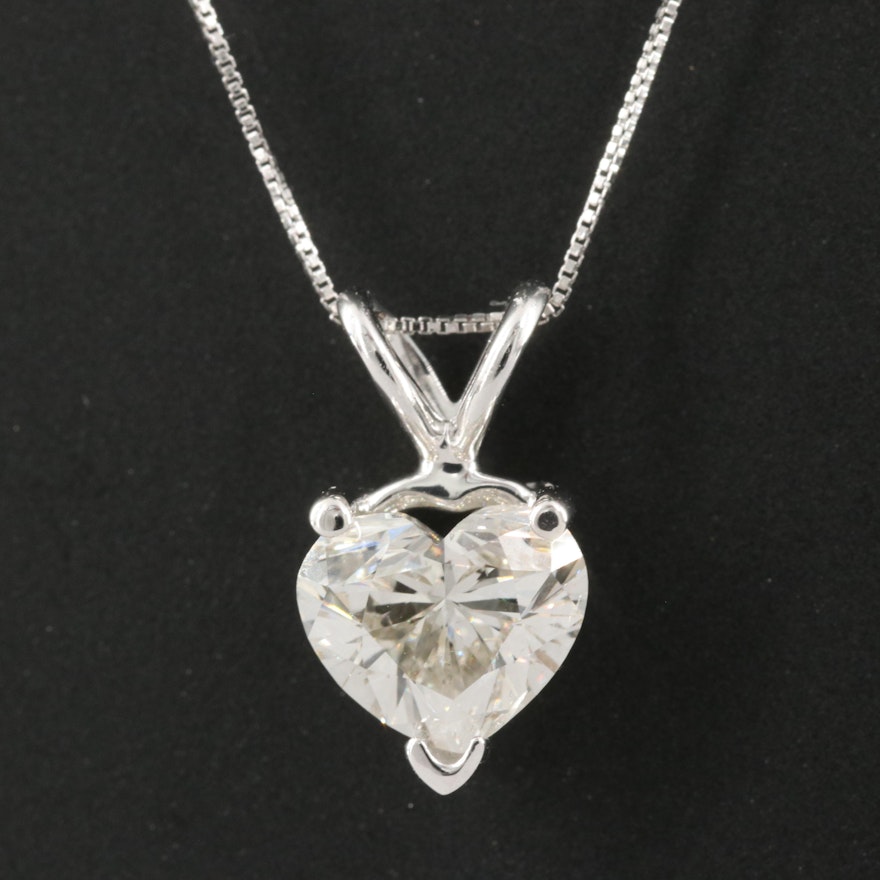 14K 1.19 CT Lab Grown Diamond Heart Solitaire Necklace