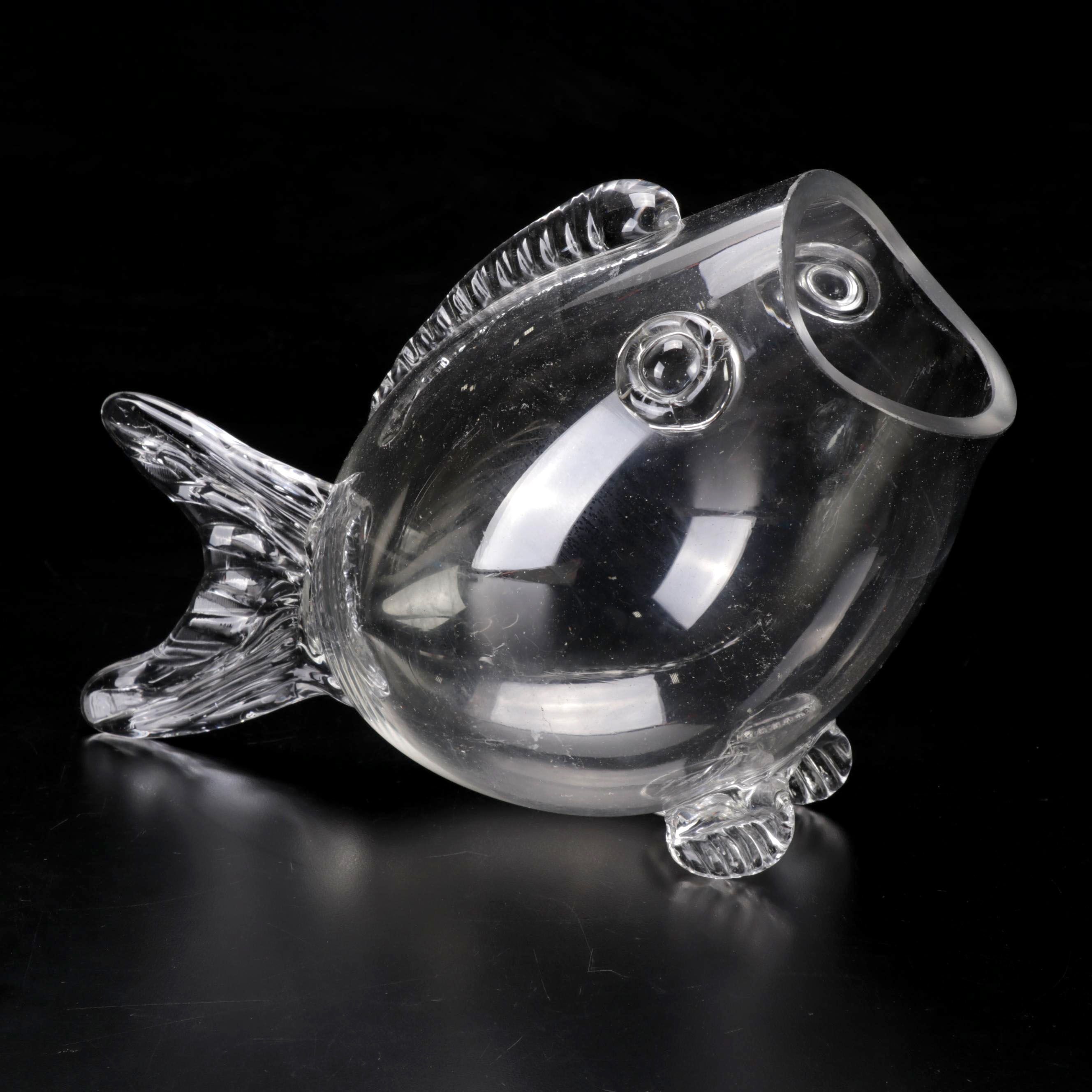 Blenko Style Blown Glass Fish Bowl, Mid20th Century EBTH