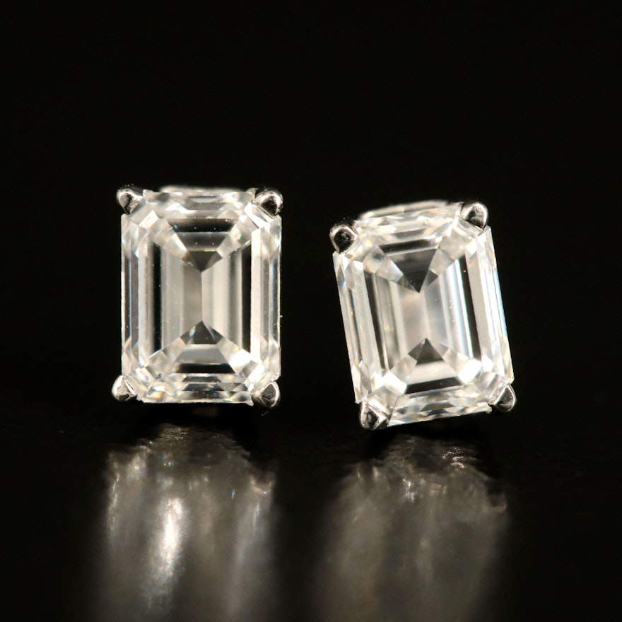Platinum 1.01 CTW Diamond Stud Earrings with GIA Reports