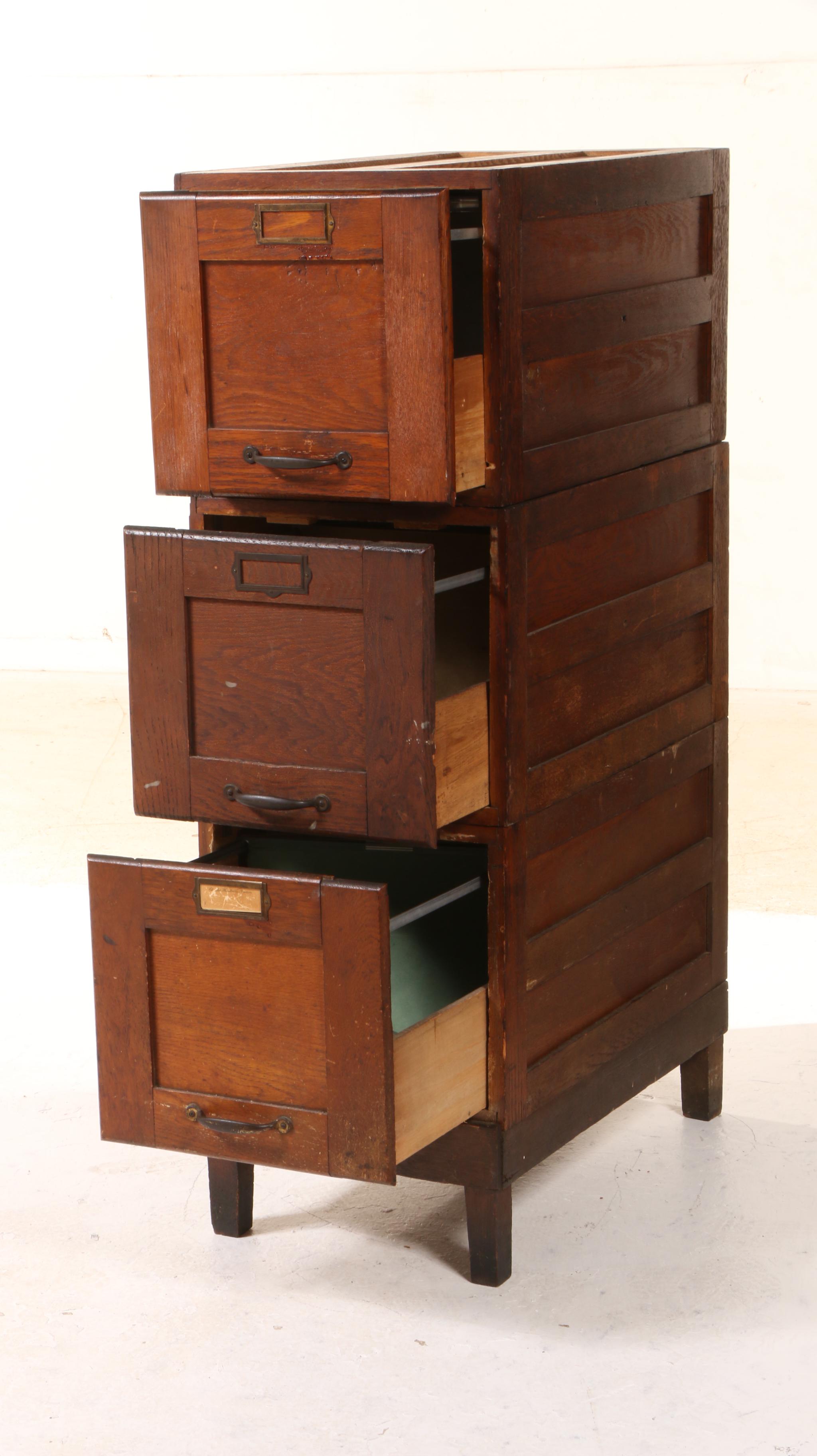 The Melton-Rhodes Company, Stacked Oak Filing Cabinet, Early 20th ...