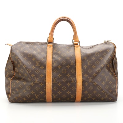 Louis Vuitton Keepall 50 Travel Bag in Monogram Canvas and Vachetta Leather