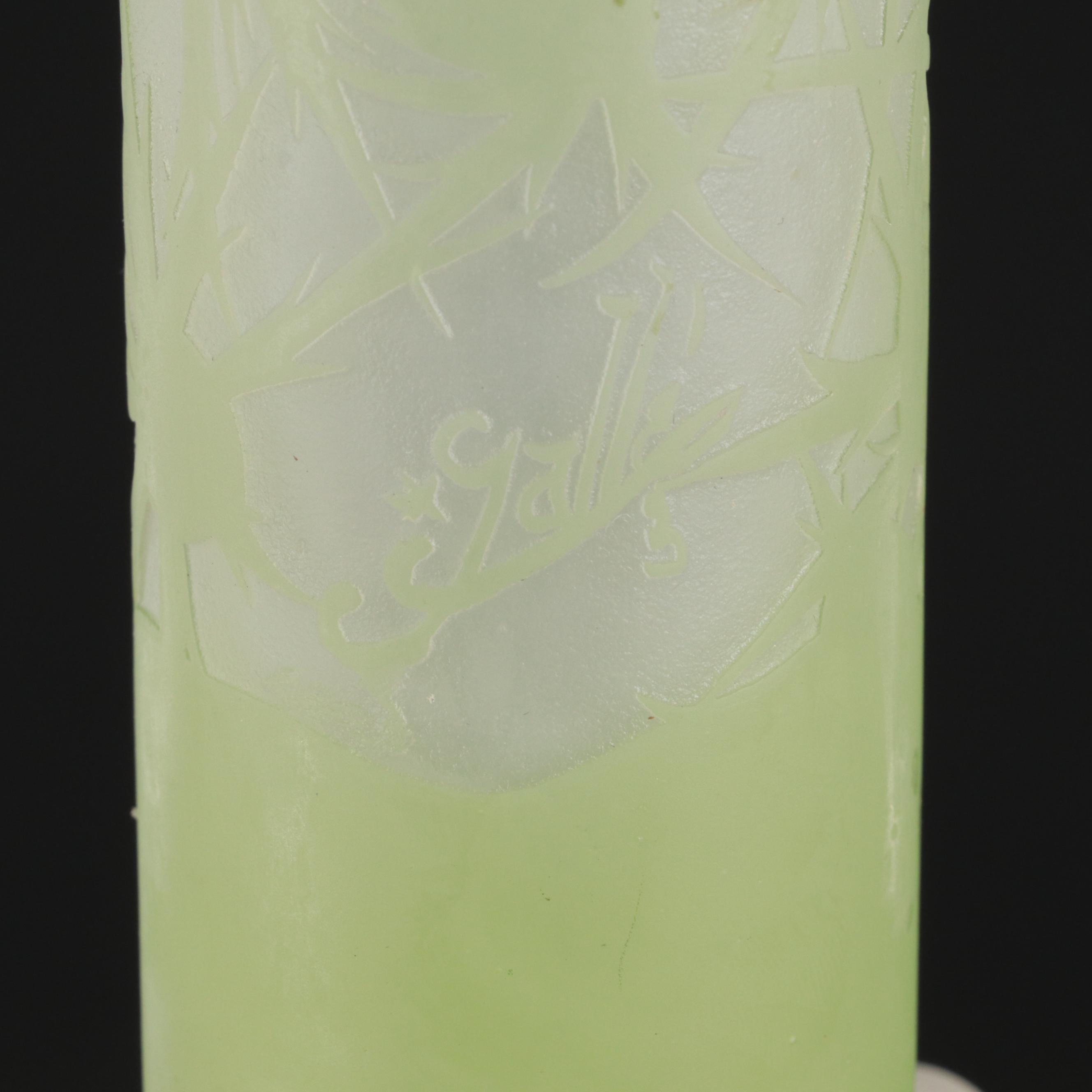 Gallé Art Nouveau Style Cameo Cut Art Glass Stick Vase, 20th Century EBTH