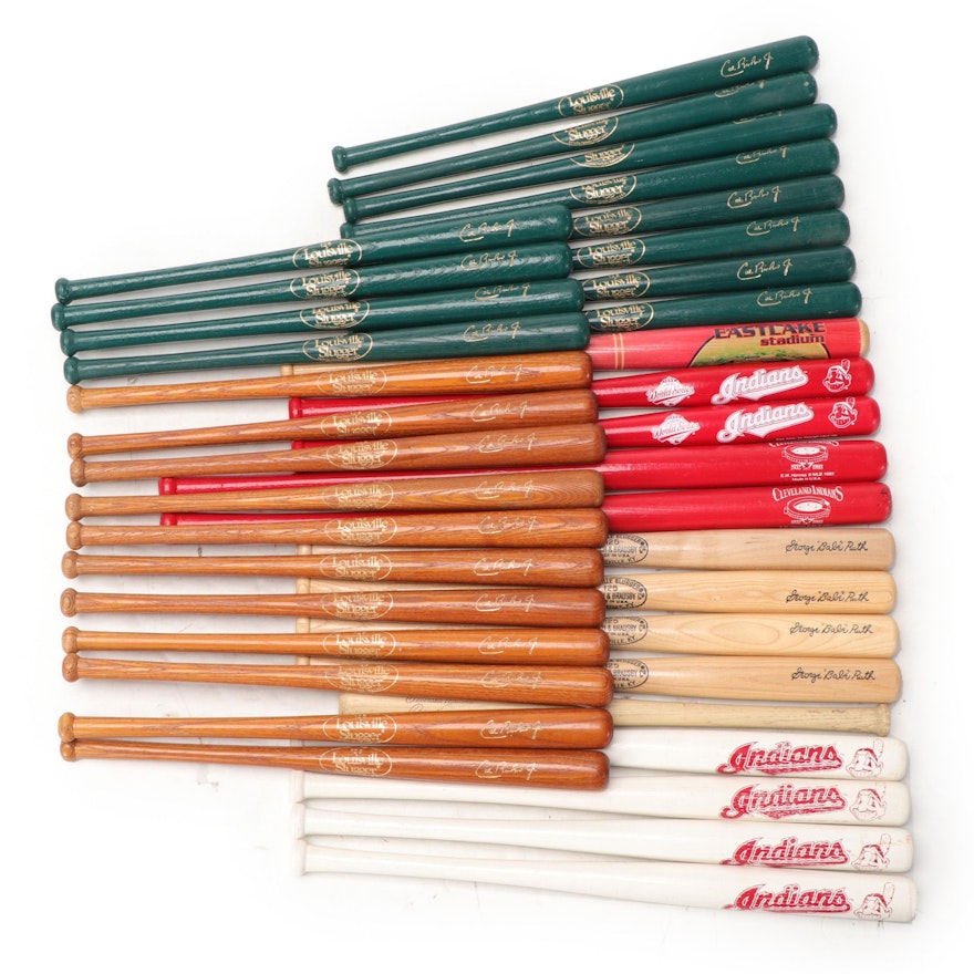 Louisville Slugger and More Mini Bats Including Cleveland Indians, Babe Ruth