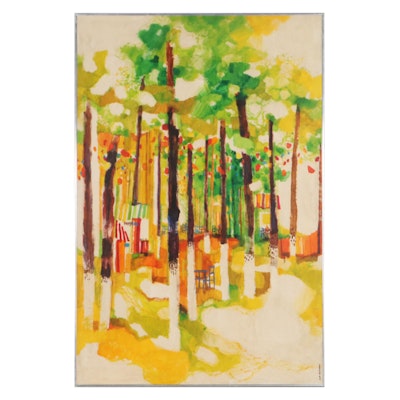 Ronald Julius Christensen Modernist Woodland Landscape Oil Painting
