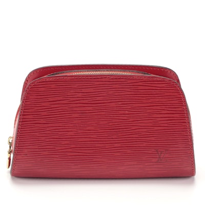 Louis Vuitton Dauphine Cosmetic Pouch in Red Epi Leather