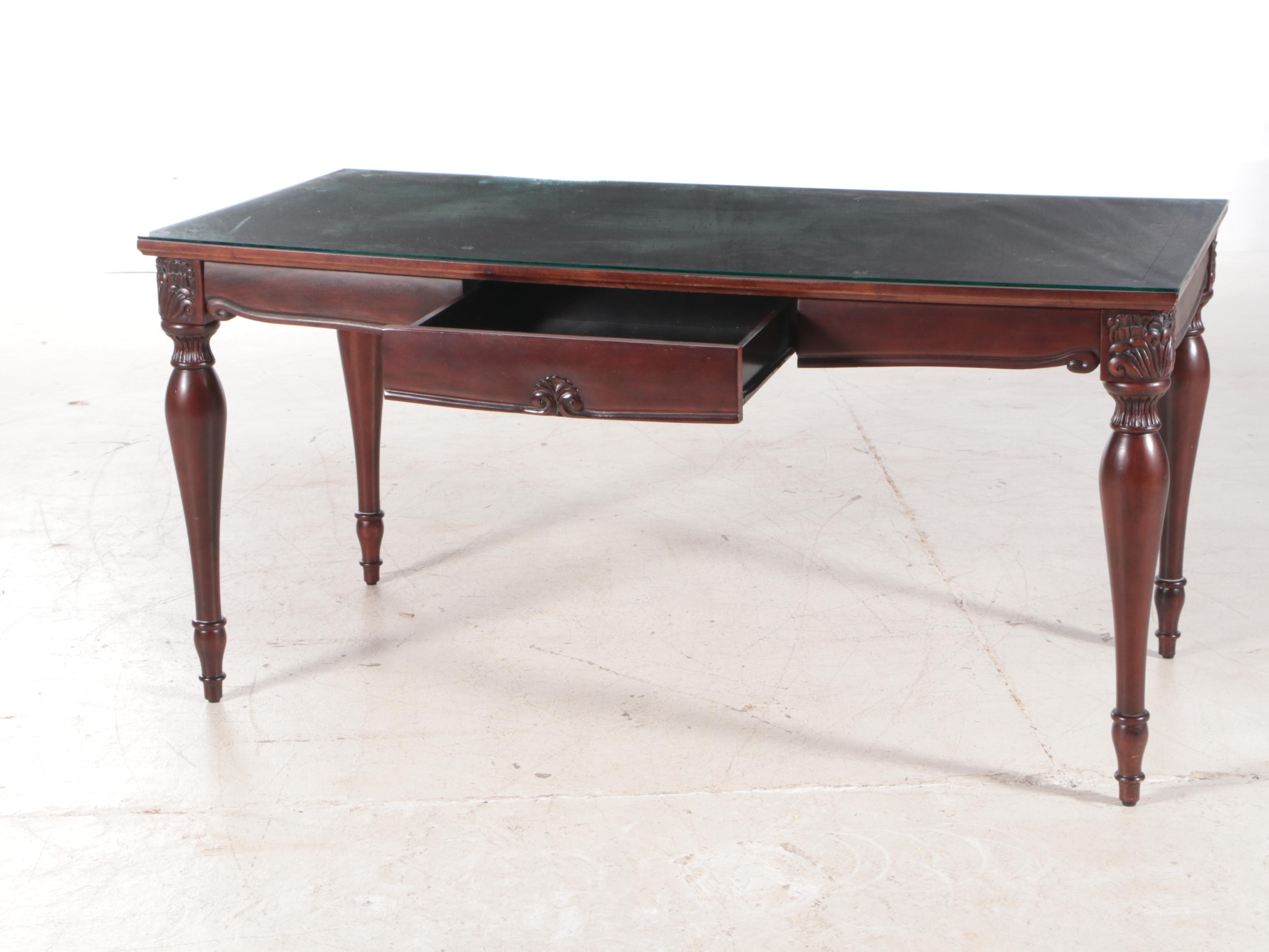 Bombay Company, IV Style Mahogany Writing Desk with Glass EBTH