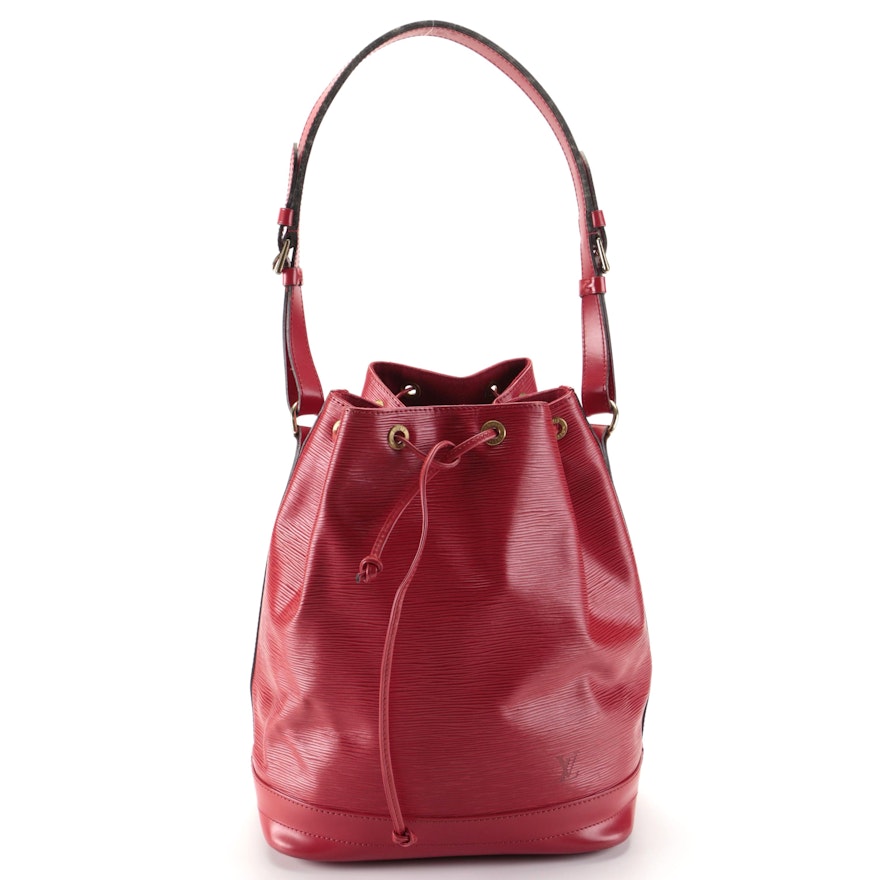 Louis Vuitton Noé Shoulder Bag in Castilian Red Epi and Smooth Leather