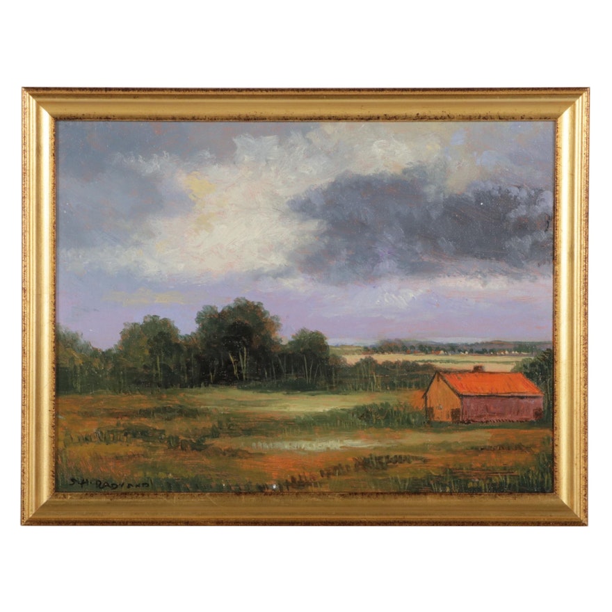 Sulmaz H. Radvand Landscape Oil Painting of Farmland, 2022