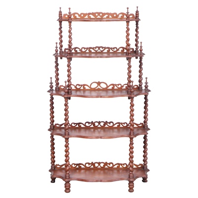 Victorian Mahogany Barley Twist Five-Tier Étagère, Late 19th/ Early 20th Century