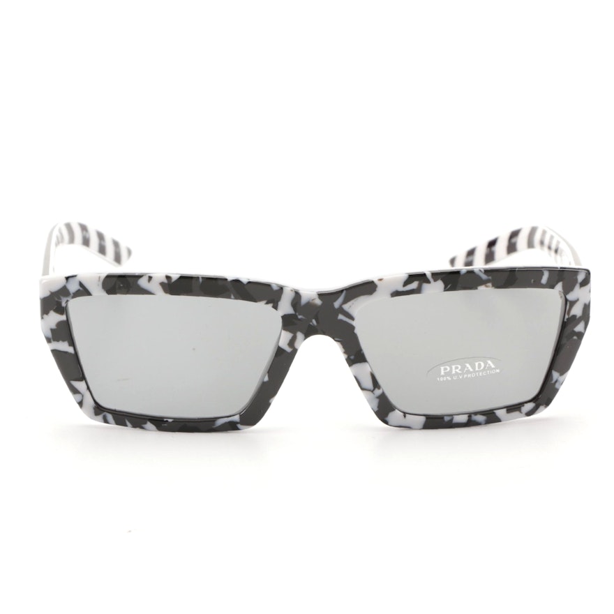 Prada SPR04V Marbled Black/White Frame Sunglasses with Case and Box