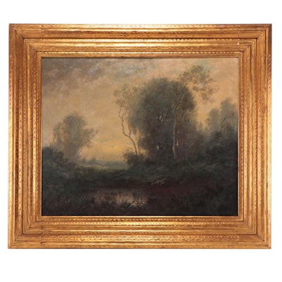 Carl Henrik Jonnevold Barbizon Landscape Oil Painting