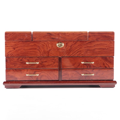 Luxury Giftware by Jere High Gloss Locking Wooden Four-Drawer Jewelry Chest