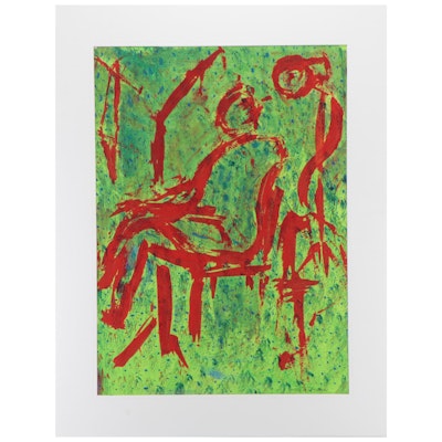 Lois Walker Abstract Acrylic Painting "Figure - Lime Setting," 1995