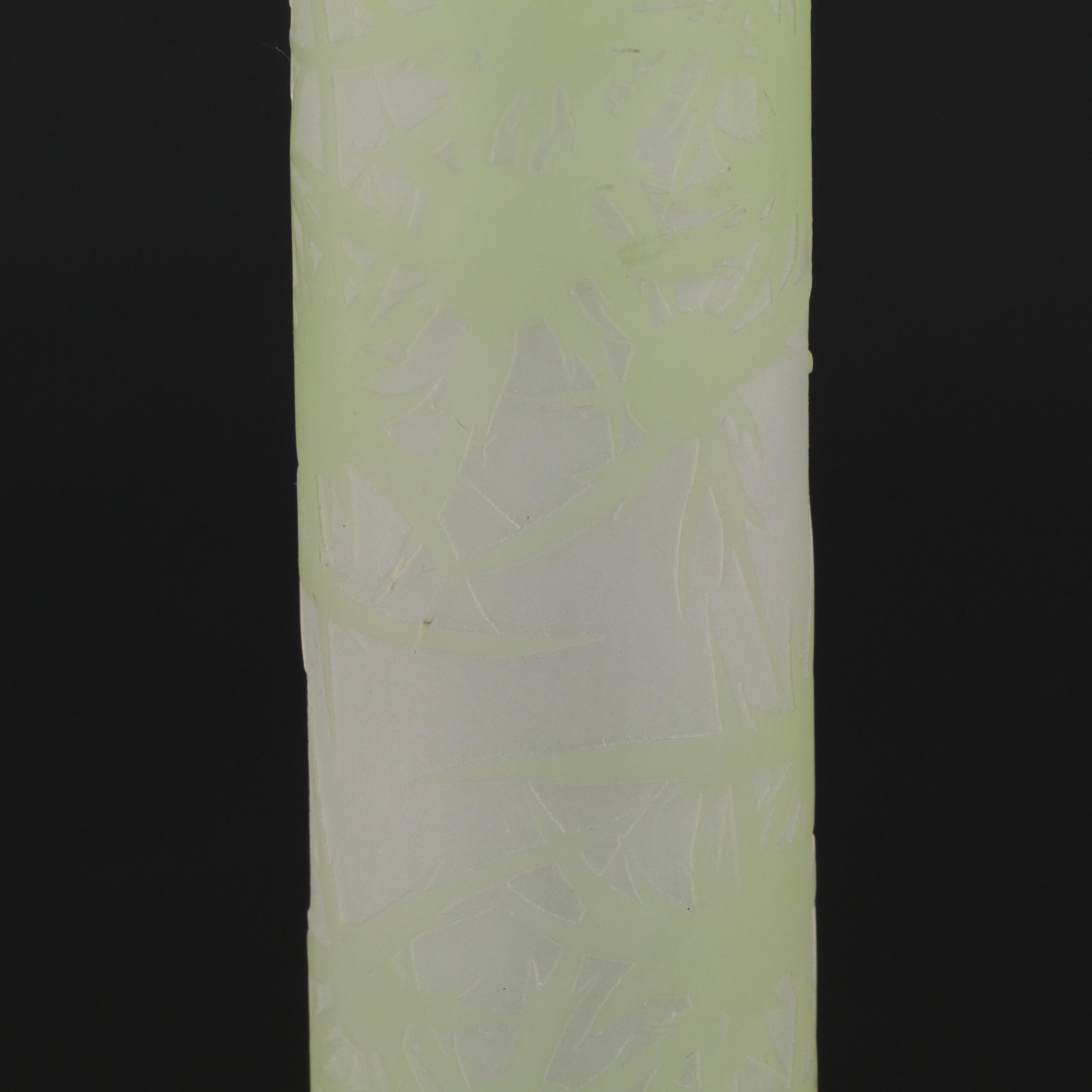 Gallé Art Nouveau Style Cameo Cut Art Glass Stick Vase, 20th Century EBTH