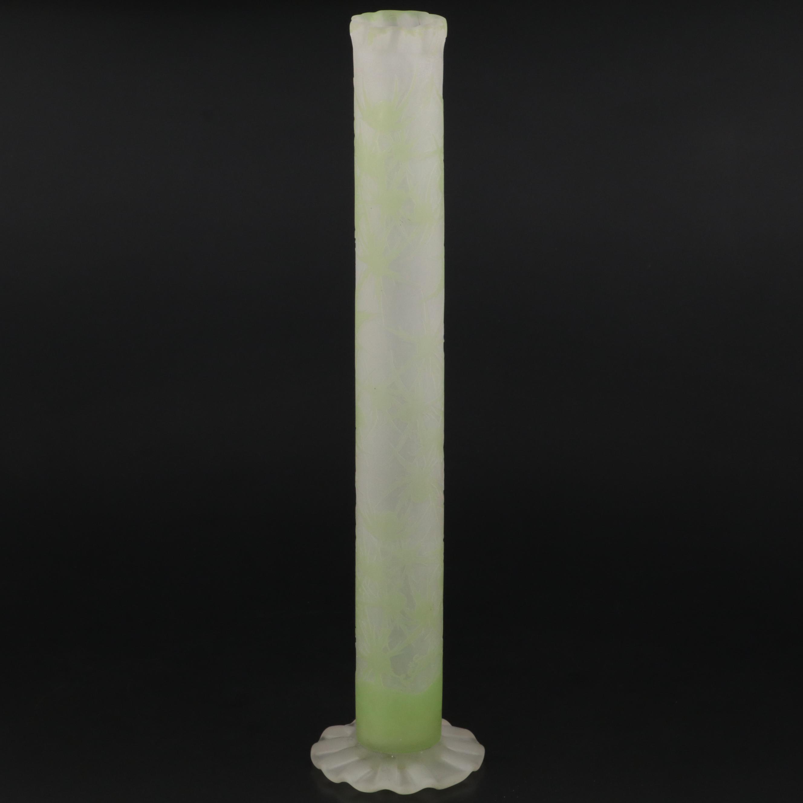 Gallé Art Nouveau Style Cameo Cut Art Glass Stick Vase, 20th Century EBTH